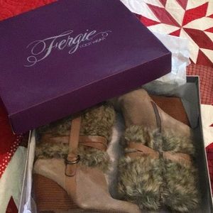 Fergie Faux fur suede wedge boot!